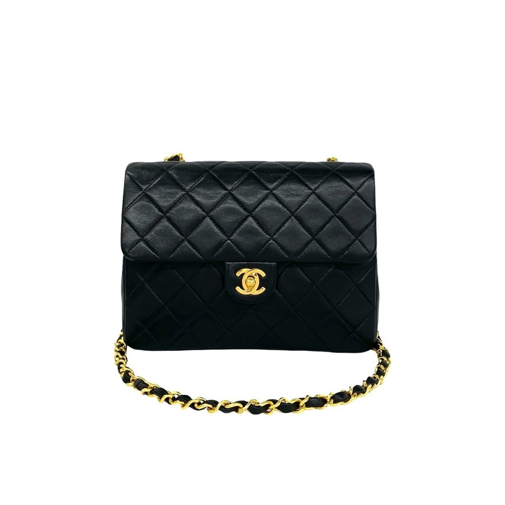 CHANEL Matelassรฉ Coco Mark Hardware Lambskin Shoulder Bag Black 78073